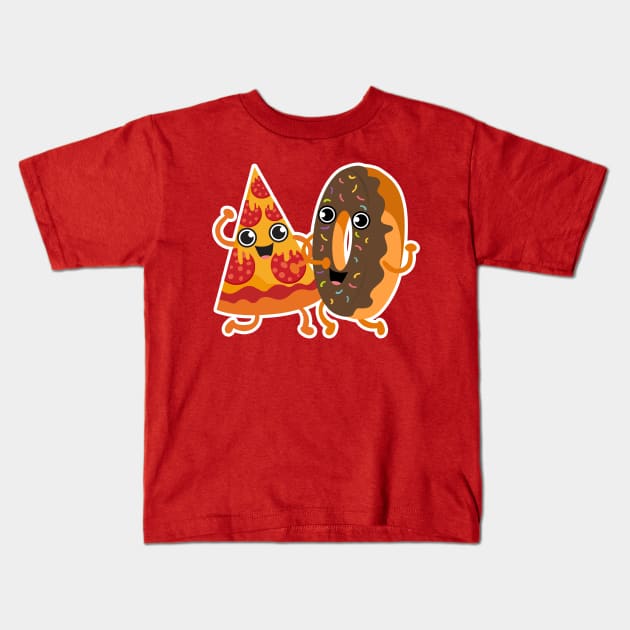 Pizza Donut Kids T-Shirt by Plushism